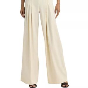 Ralph Lauren Pleated Wide-Leg Cream Pants Trousers